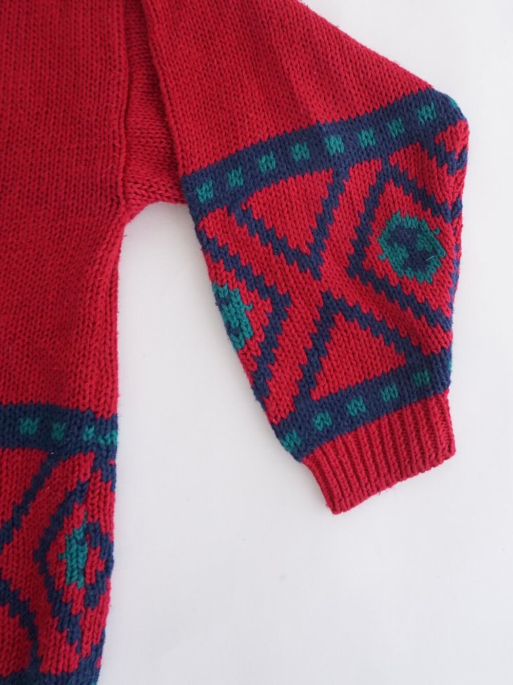 Vintage Gina Peters Red Geometric Knit Button Front Grandpa Cotton Cardigan M - Picture 4 of 9